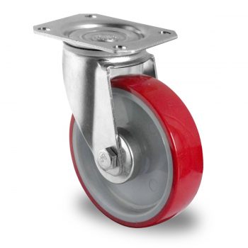 Lenkrolle, Ø100 PA/PU grau/rot, Kugellager – SPP21WC100N2U6B32